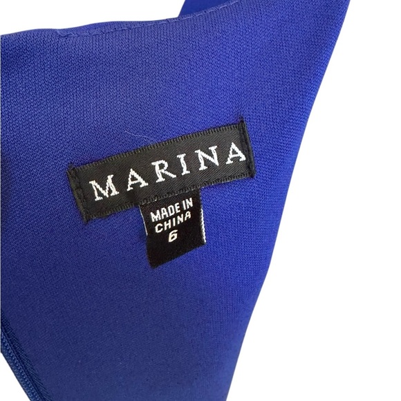 Marina - NWT Royal Blue Wrap Front Sleeveless Evening Gown Dress Sz 6 - Picture 9 of 12